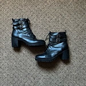 Black Lace-Up Boots | women's 10